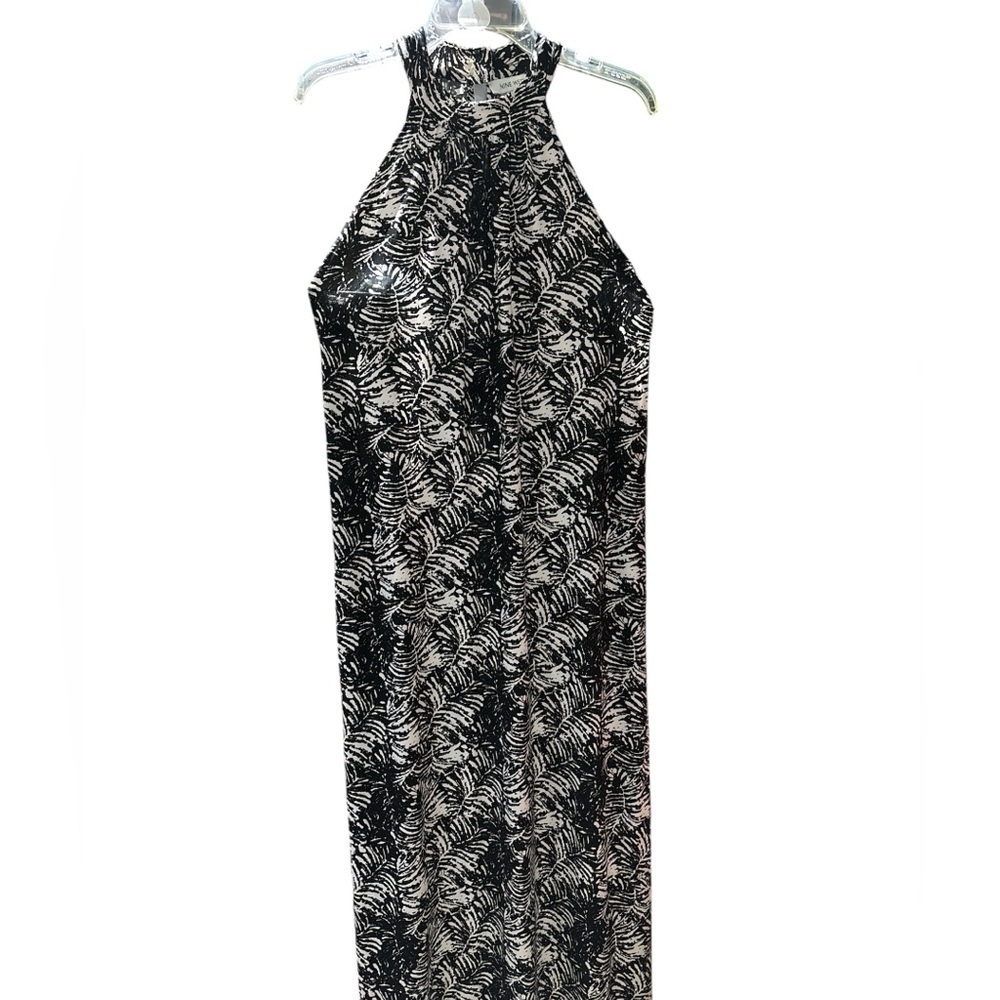 Nine West Monochrome Leaf Print Halter Dress